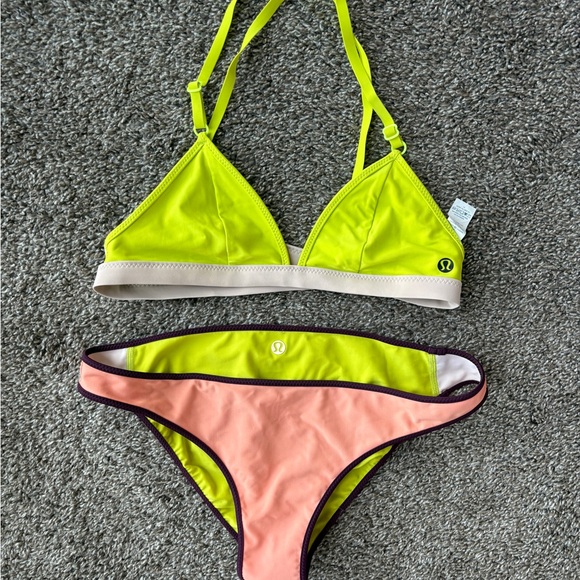 Lululemon Athletica Neon Yellow and Peach Bikini Set - Picture 2 of 3